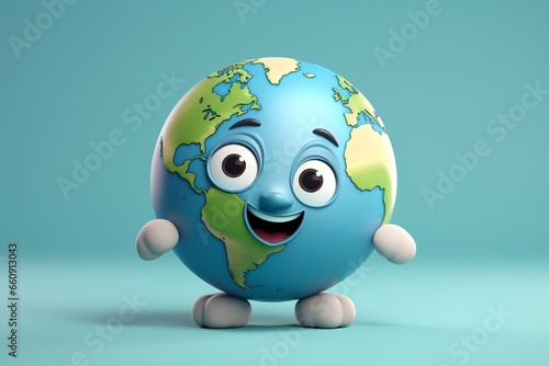 Fototapeta Naklejka Na Ścianę i Meble -  A cute and adorable cartoon character of the planet earth