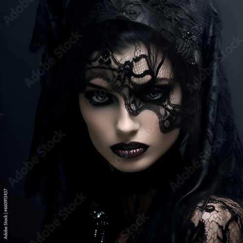 portrait of a woman with black makeup 