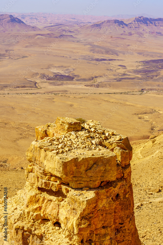 Cliff edge of Makhtesh (crater) Ramon, in the Negev Desert