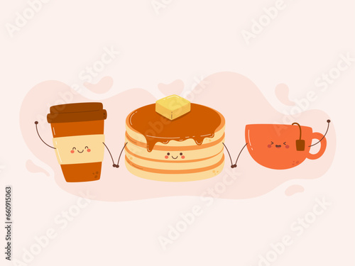 Flat design of cute pancake cartoon