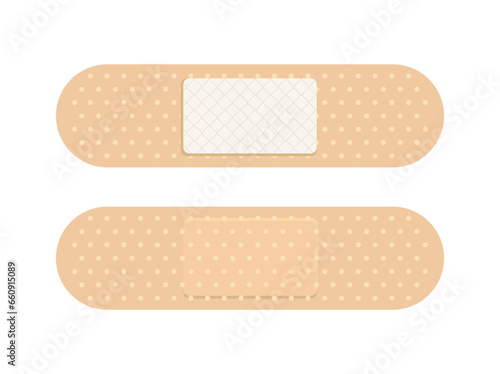 Medical plasters with perforated, adhesive patch Vector illustration. First aid
