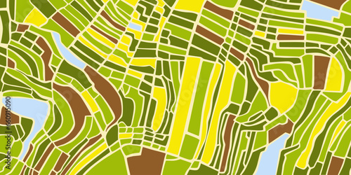 aerial top view Land with green fields sown in countryside in spring day Land with cultivated plants of rice fields.Vector background perfect for wallpaper or design elements