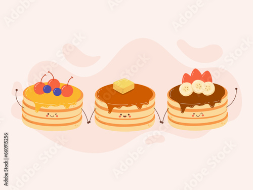 Flat design of cute pancake cartoon