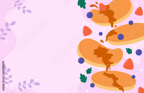 Flat design of cute pancake banner