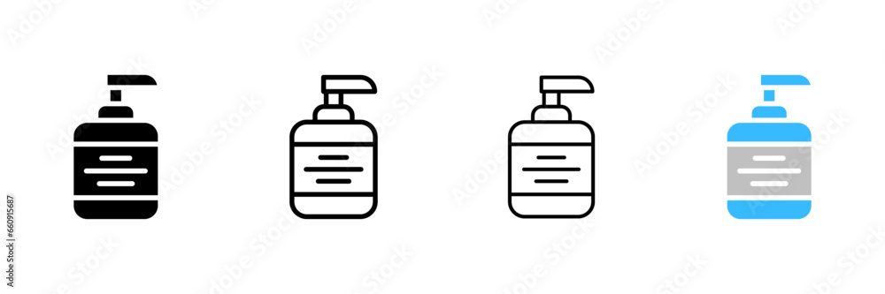 Liquid soap icons. Different styles, liquid soap, hygiene icons. Vector icons Liquid soap icons. Different styles, liquid soap, hygiene icons. Vector icons