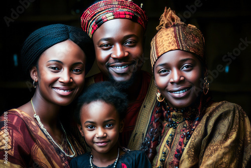 Captivating Kenyan family in traditional attire, symbolizing unity across generations. photo