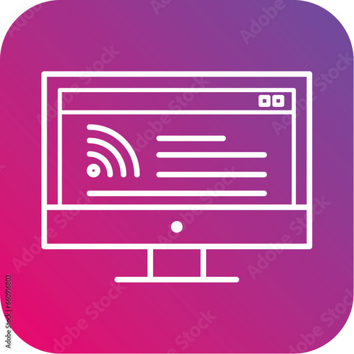 Blogging Glyph Rounded Background Icon pictogram symbol visual illustration