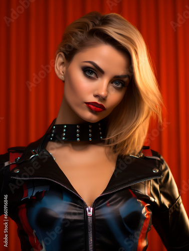 Beautiful woman model posing as Harley Quinn