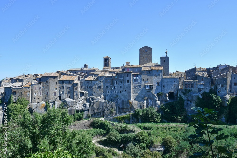 Beautiful view of the walls of Vitorchiano, a medieval town in Lazio in the province of Viterbo
