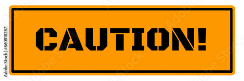 orange caution text label