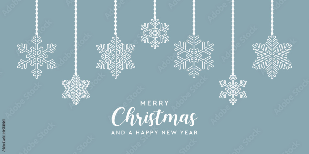christmas card with hanging snowflakes isolated vector illustration christmas card with hanging snowflakes isolated vector illustration