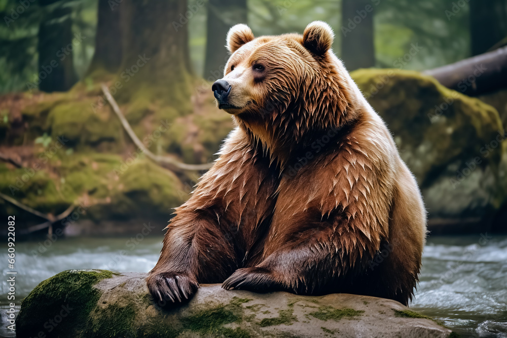 Obraz premium Depicting the elegance and might of the brown bear.