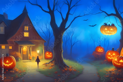 Secretive Abode, Halloween Vacation Home Illustration