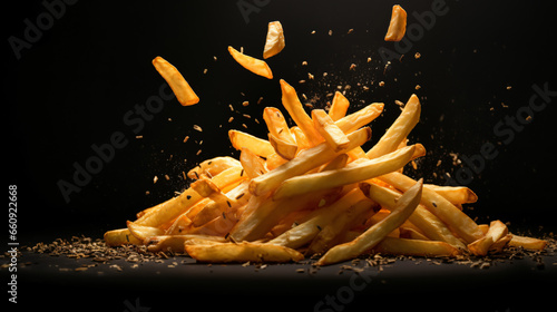 French fries fried potatoes flying