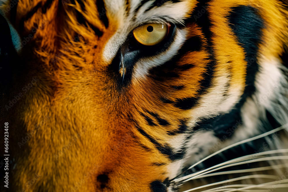 Realistic tiger face. Generative AI
