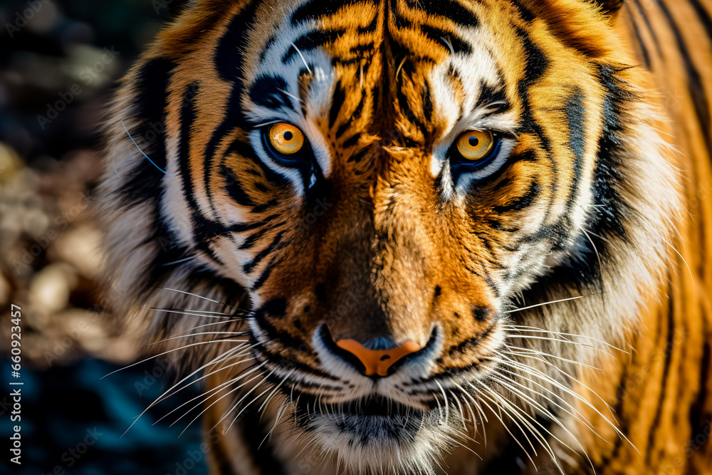 Fototapeta premium Realistic tiger face. Generative AI
