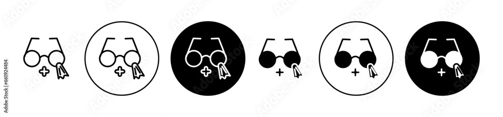 Cleaning eyeglasses vector icon set. Spectacles wet wipe cleaner sign for ui designs. - obrazy, fototapety, plakaty 