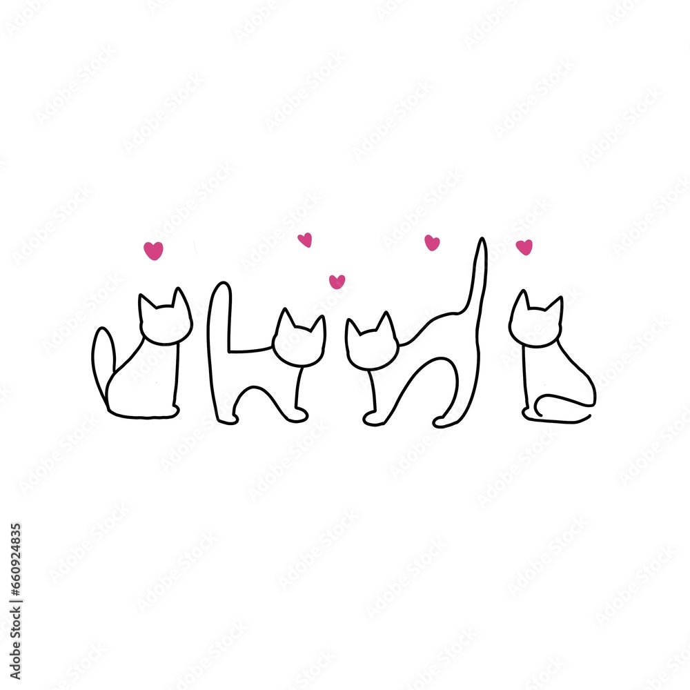 Fototapeta premium cat cats kitten pets llustration on white background 