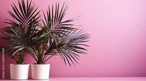 Radiant Pink Hues Highlighting Abstract Tropical Palm Elegance