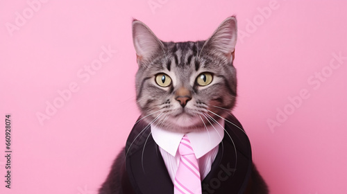 Funny tabby cat in black tie © Arima