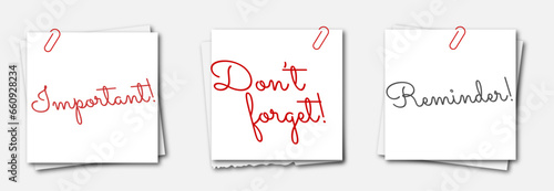 notebook with a word don't forget. papers note paper blank sign tag label. Don't forget!