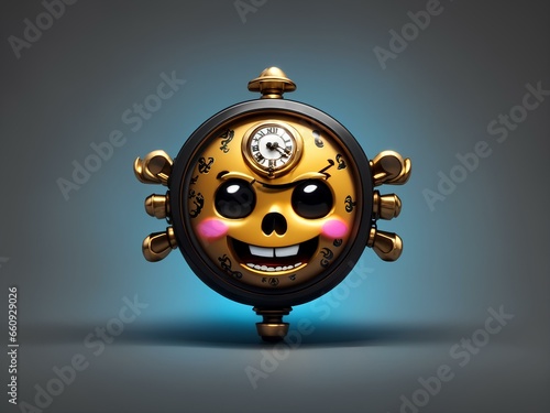 3d emoji clock with black background 