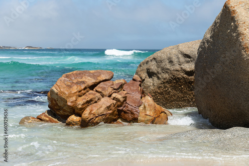 Canvas Print rocks, sea and blue sky's