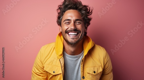 Smiling and Laughing Man in Bright Attire