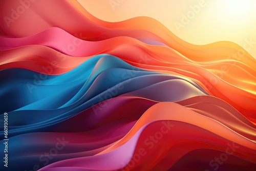 Vibrant and colorful wave forms stretching gracefully across the canvas  creating a mesmerizing visual display. Photorealistic illustration
