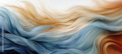 Soft-toned fabrics billowing and flowing across the full screen, evoking a sense of gentle movement and tranquility. Photorealistic illustration