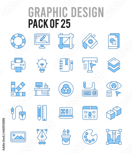 25 Graphic Design. Two Color icons Pack. vector illustration.