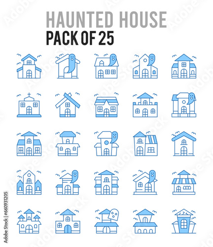 25 Haunted House. Two Color icons Pack. vector illustration.