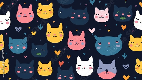 Cuties cat afce seem less pattern, tile design for background