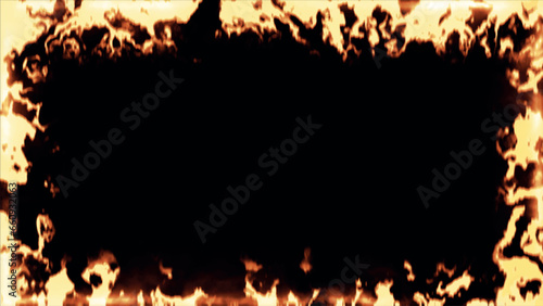 Abstract fire frame. Background with fire around the edges.