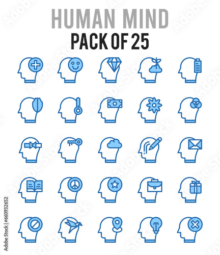 25 Human Mind. Two Color icons Pack. vector illustration.