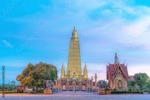 Sunset at Wat Mahathat Wachiramongkol (Wat Bang Thong) Thailand Krabi, Krabi Khlong Thom Temple 