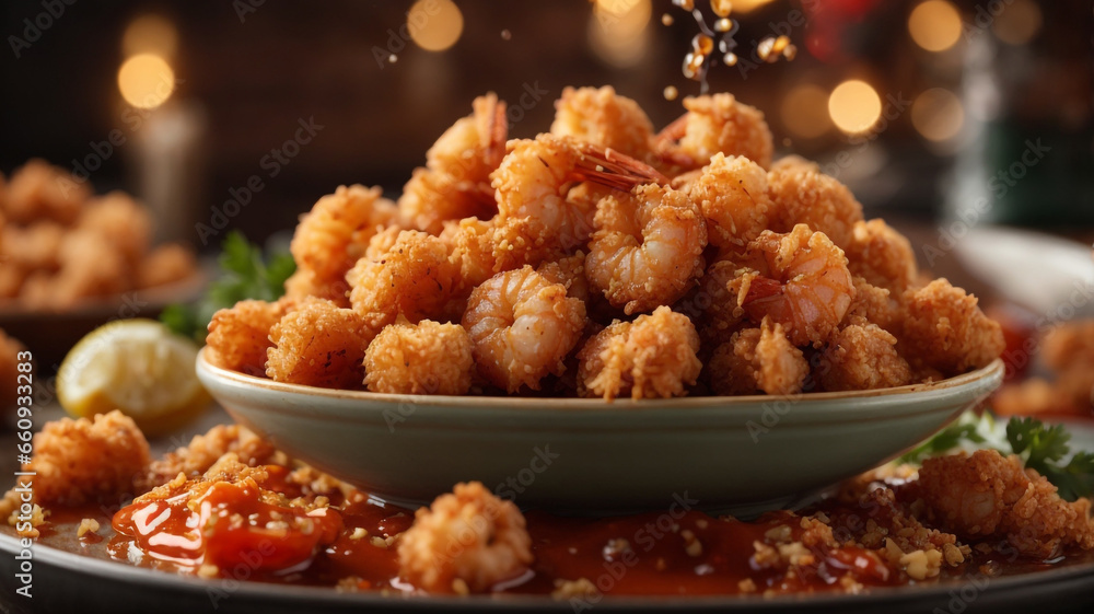 Shrimps sauteed with garlic and tomato sauce and deliciously crunchy spices 5 Shrimps sauteed with garlic and tomato sauce and deliciously crunchy spices 5