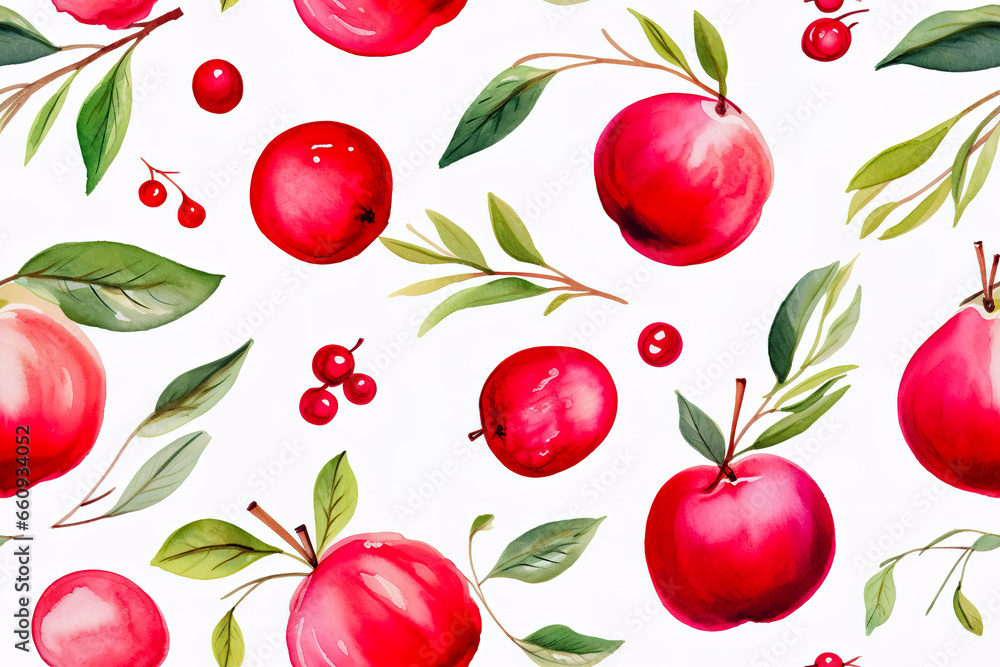 Red fruit watercolour pattern background. Red fruit watercolour pattern background.