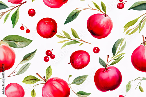 Red fruit watercolour pattern background.