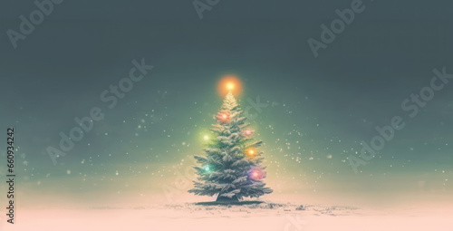 Single Christmas Tree on snow