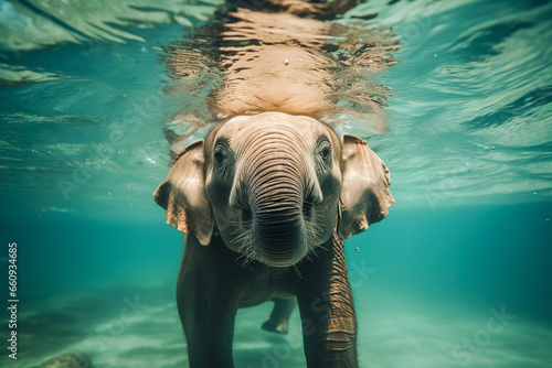 Elephant face underwater. Close up. © leo_nik