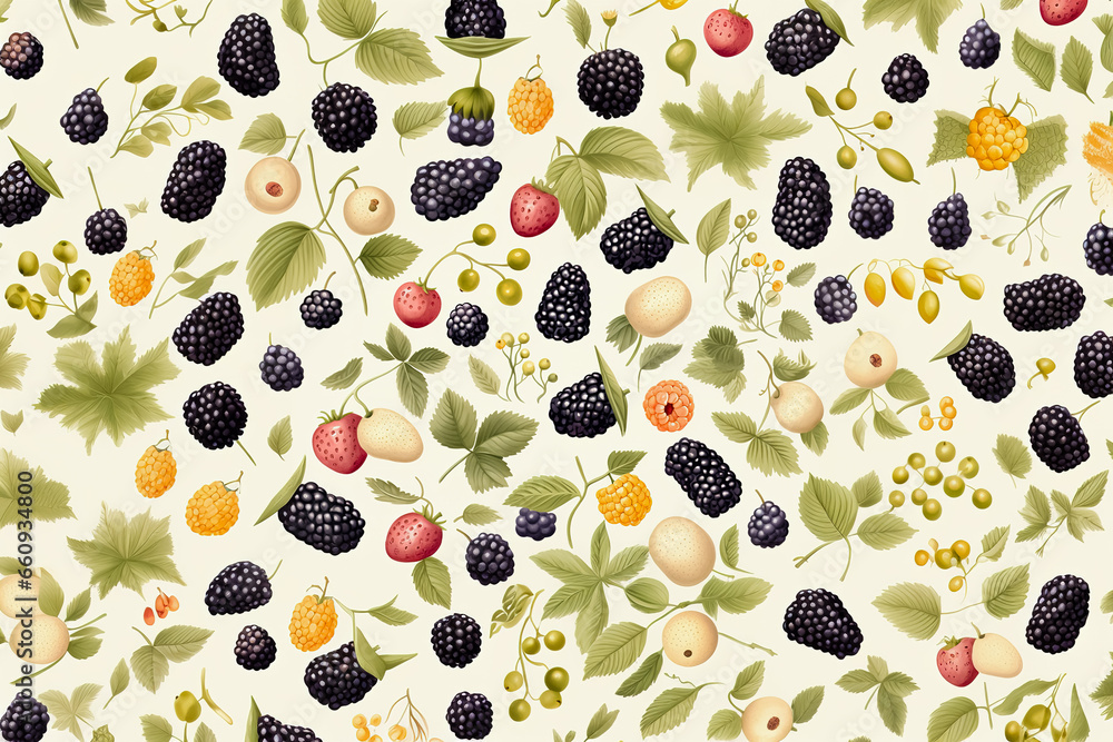 Various berries, seamless pattern background. Various berries, seamless pattern background.