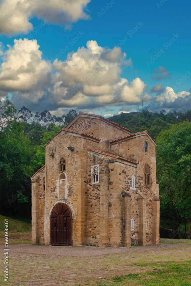 The church of San Miguel de Lillo in Oviedo, Spain, built in the year 814. This church is a unique example of pre-Romanesque art