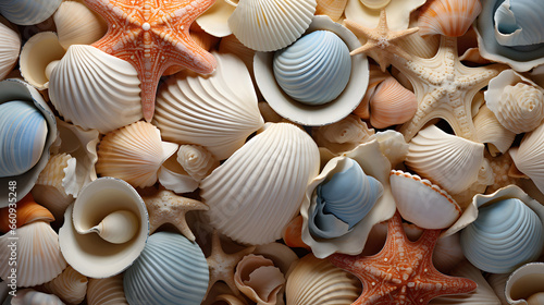 Seashells as background, sea shells collection