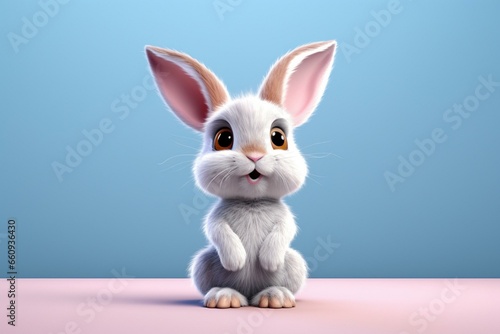 adorable bunny in a 3D rendering. Generative AI © Astraea