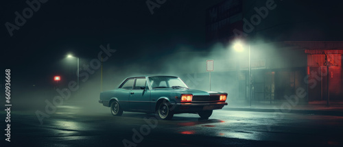 Retro car on night street. Neon color. © Ruslan Gilmanshin
