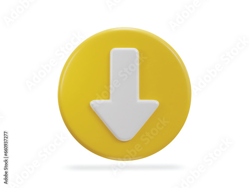 down Arrow icon on 3d rendering vector illustration