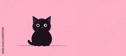 Cute Animated Cat Background in the Flat Vector Illustration Style - A Backdrop with a Animated Cat - Beautiful Vibrant Cat vector-based animation style Wallpaper created with Generative AI Technology © Sentoriak