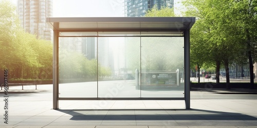 Indoor outdoor city light mall shop template. Blank billboard mock up in a subway station, underground interior. Urban light box inside advertisement metro airport vertical. : Generative AI