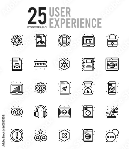 25 User Experience Outline icons Pack vector illustration.